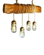 Ceiling Mounted Reclaimed Beam Lamp With Mason Jars