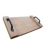 Large Reclaimed Oak Serving Tray with Handles