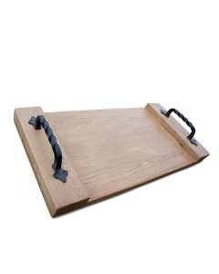 Large Reclaimed Oak Serving Tray with Handles