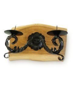 Salvaged Oak Dual Pillar Candle Sconce