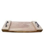 Large Reclaimed Elm Serving Tray with Handles
