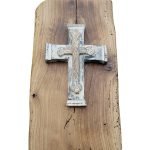 Painted Religious Cross On A Reclaimed Oak Plaque