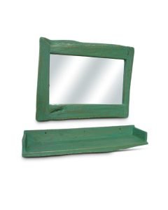 Reclaimed Acacia  Painted Framed Mirror and Shelf