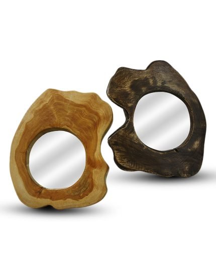 Cypress Wood Yin Yang Circular Framed Mirror Set