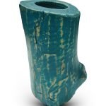Salvaged Acacia Teal Coloured Pillar Candle Holder