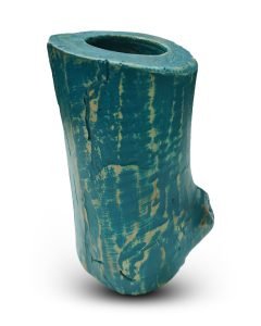 Salvaged Acacia Teal Coloured Pillar Candle Holder
