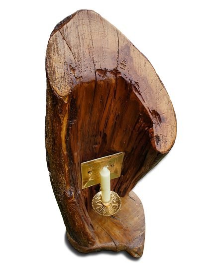 Salvaged Plum Carved Out Taper Candle Holder