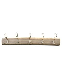Reclaimed Elm Coat Rack With Gold Ornate Hooks