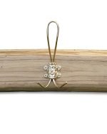 Стенна закачалка за дрехи от спасен бряст с позлатени куки - Image 2