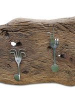 Reclaimed Oak Coat Rack With Bent Fork Hooks - Image 3