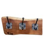 Live Edge Elm Coat Rack With Metal Hooks