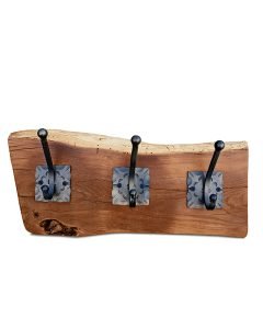 Live Edge Elm Coat Rack With Metal Hooks