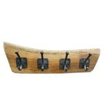 Reclaimed Oak Coat Rack With Gold Hooks