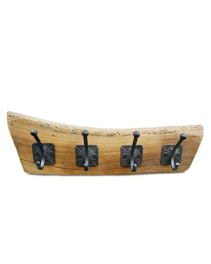 Reclaimed Oak Coat Rack With Gold Hooks