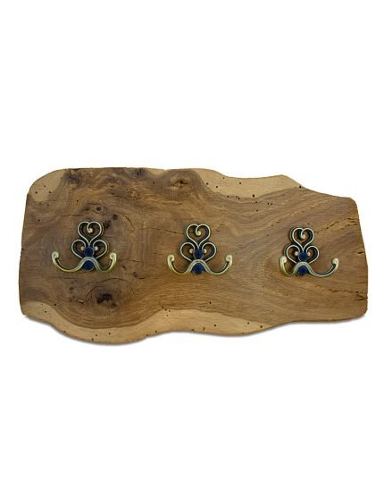 Live Edge Oak Coat Rack With Metal Hooks