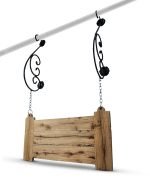 Oak Hanging Signage Board With Wrought Iron Brackets - Image 2