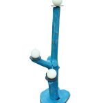 Blue Painted Three Branch Pillar Candle Holder