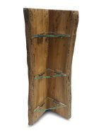 Corner Wall Mounted Oak Storage With Glass Shelves - Image 2