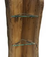 Corner Wall Mounted Oak Storage With Glass Shelves - Image 3