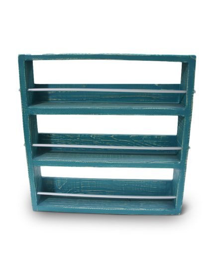 Vintage Deep Teal Wall Mounted 3 Tier Spice Rack