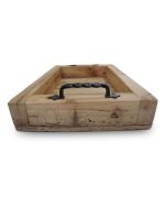 Reclaimed Oak Rustic Tray With Wrought Iron Handles - Image 2