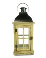 Дървен фенер с черен метален връх - Image 2