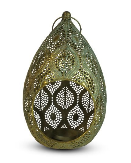Oriental Egg Shaped Metal Antique Gold Lantern