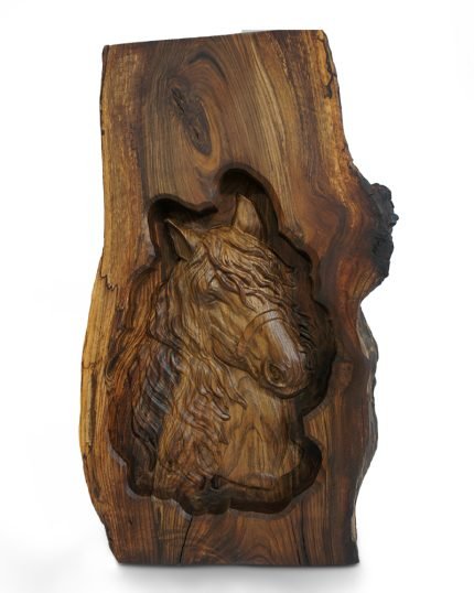 Horse Head Walnut Carving
