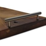 Modern Walnut Carrying Tray With Silver Handles