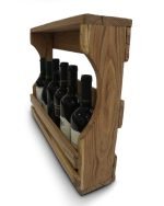 Стенен винен рафт за 6 бутилки от възстановена акация - Image 3