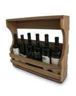 Стенен винен рафт за 6 бутилки от възстановена акация - Image 4