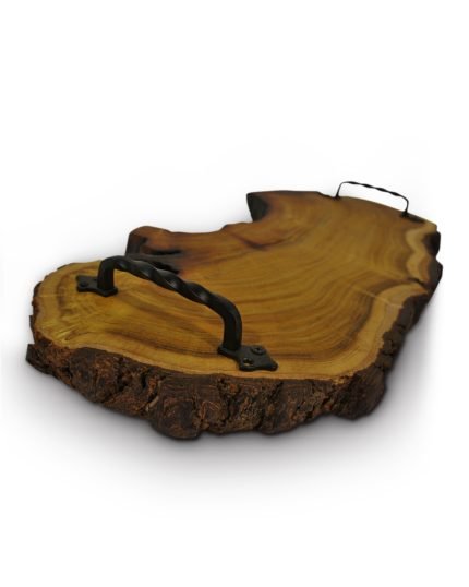 Medium Mulberry Serving Board With Bark Live-Edge And Handles