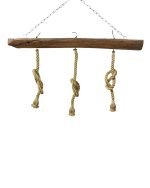 Монтирана на тавана рустикална въжена лампа със стъклени абажури