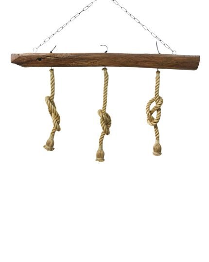 Ceiling Mounted Rustic Rope Multi-Light Lamp With Glass Shades