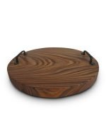 Round Serving Tray From Elm With Iron Handles - Image 3