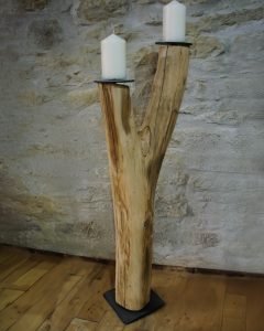 Salvaged Elm Split Branch Pillar Candle Holder