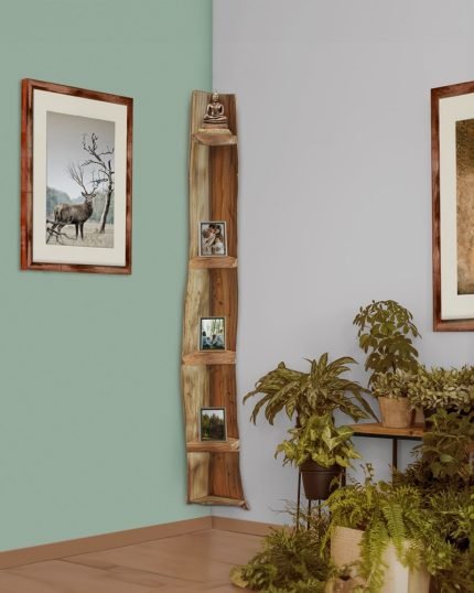 Reclaimed Elm Corner Storage With Wooden Shelves