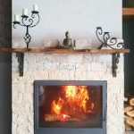Reclaimed Elm Mantle Shelf With Iron Brackets