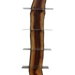 Single Walnut Slab With Glass Shelves