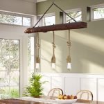 Ceiling Mounted Rustic Rope Lamp with Glass