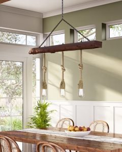Ceiling Mounted Rustic Rope Lamp with Glass