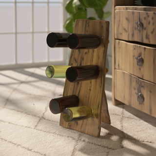 Reclaimed Wood Floor Wine Bottle Holder for 6 Bottles