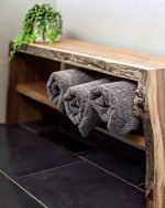 Walnut Shelf Unit With Bark Live-Edge