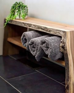 Walnut Shelf Unit With Bark Live-Edge