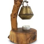 Cherry Wood Essential Oil Burner With Copper Bowl