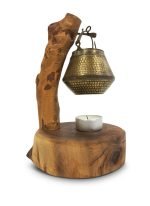 Cherry Wood Essential Oil Burner With Copper Bowl