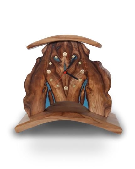 Blue Resin Elm Mantle Clock