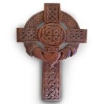 Hand-carved Celtic Cross with Claddagh Ring