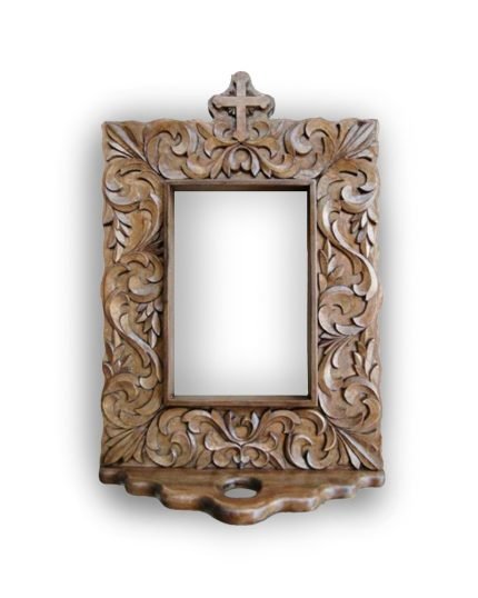 Small Hand Carved Photo Frame (13x18cm) with Shelf