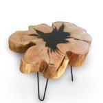 Black Resin Oak Slice Coffee Table